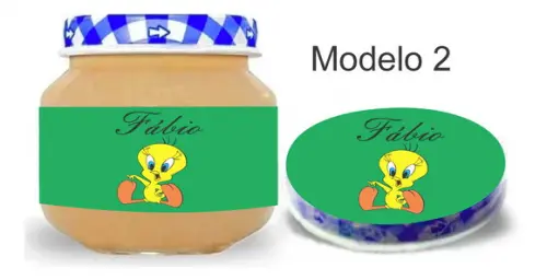 Rótulo Papinha + Adesivo Tampa -piu Piu
