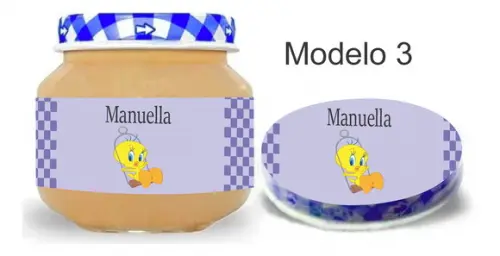 Rótulo Papinha + Adesivo Tampa -piu Piu