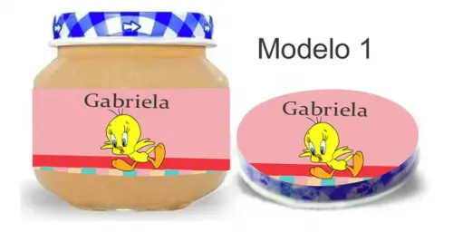Rótulo Papinha + Adesivo Tampa -piu Piu