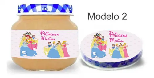 Rótulo Papinha + Adesivo Tampa -princesas