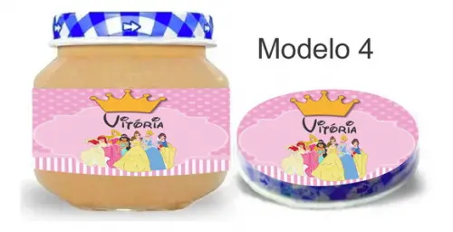 Rótulo Papinha + Adesivo Tampa -princesas