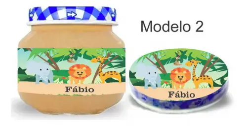 Rótulo Papinha + Adesivo Tampa -safari