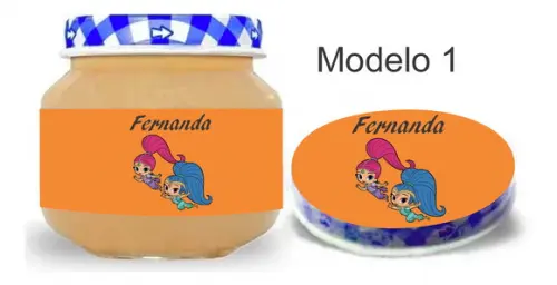 Rótulo Papinha + Adesivo Tampa -shimmer Shine