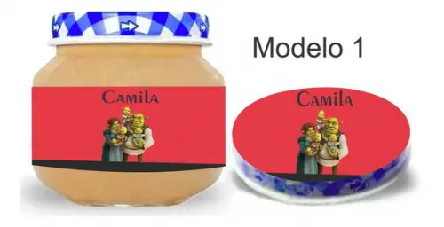 Rótulo Papinha + Adesivo Tampa -shrek