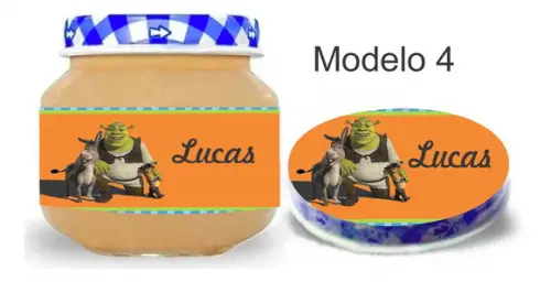 Rótulo Papinha + Adesivo Tampa -shrek