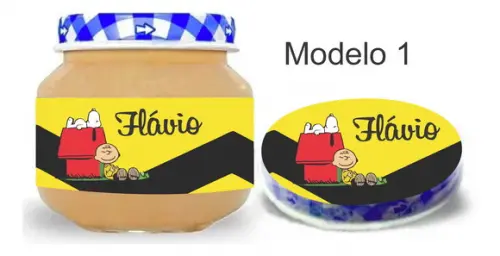 Rótulo Papinha + Adesivo Tampa -snoopy