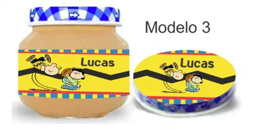 Rótulo Papinha + Adesivo Tampa -snoopy