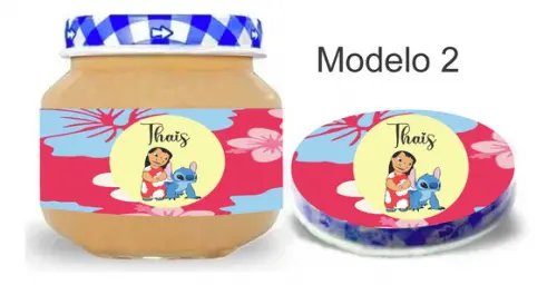 Rótulo Papinha + Adesivo Tampa -stitch e Lilo