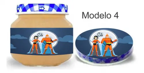 Rótulo Papinha + Adesivo Tampa -super Heroi