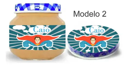 Rótulo Papinha + Adesivo Tampa -super Heroi
