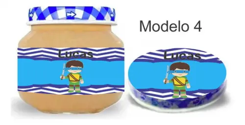 Rótulo Papinha + Adesivo Tampa -tartaruga Ninja