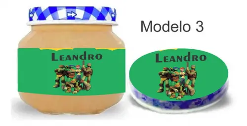 Rótulo Papinha + Adesivo Tampa -tartaruga Ninja