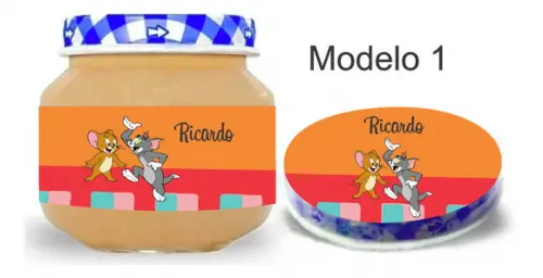 Rótulo Papinha + Adesivo Tampa -tom e Jerry