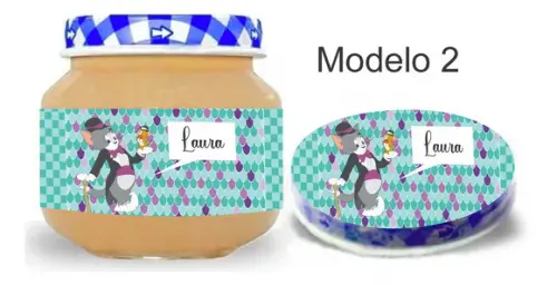 Rótulo Papinha + Adesivo Tampa -tom e Jerry
