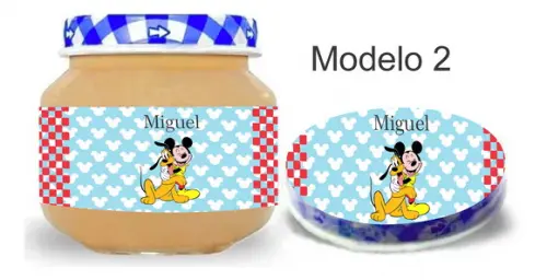 Rótulo Papinha + Adesivo Tampa -turma do Mickey