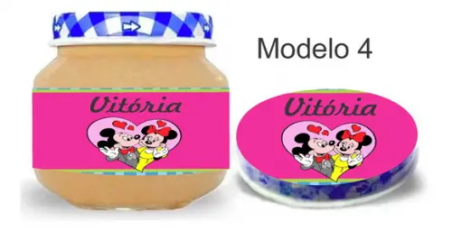 Rótulo Papinha + Adesivo Tampa -turma do Mickey