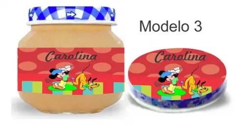 Rótulo Papinha + Adesivo Tampa -turma do Mickey