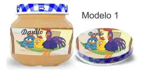 Rótulo Papinha + Adesivo Tampa- Galinha Pintadinha