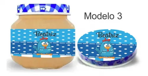 Rótulo Papinha + Adesivo Tampa- Galinha Pintadinha