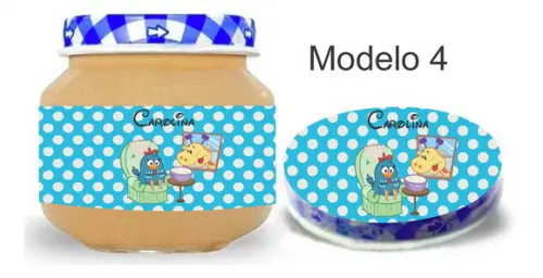 Rótulo Papinha + Adesivo Tampa- Galinha Pintadinha