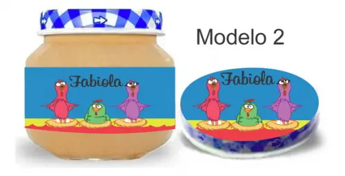 Rótulo Papinha + Adesivo Tampa- Galinha Pintadinha