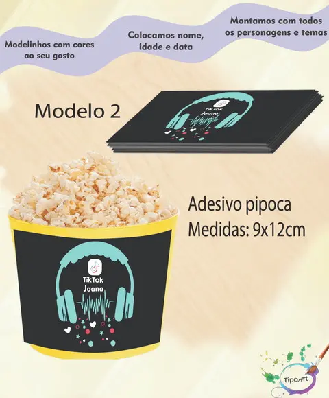 Rótulo para Balde de Pipoca