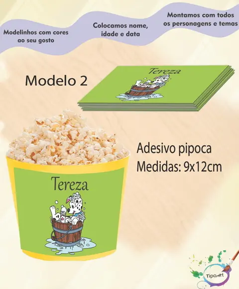 Rótulo para Balde de Pipoca-101 Dalmata