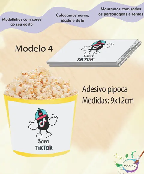 Rótulo para Balde de Pipoca