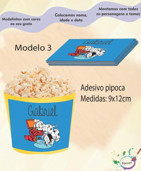 Rótulo para Balde de Pipoca-101 Dalmata