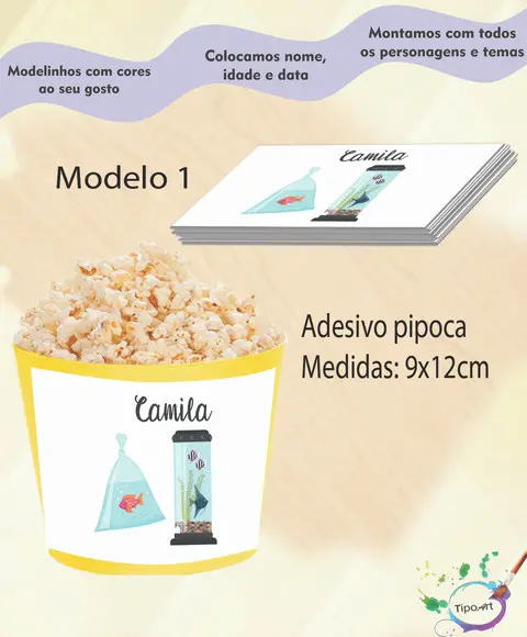 Rótulo para Balde de Pipoca-aquário
