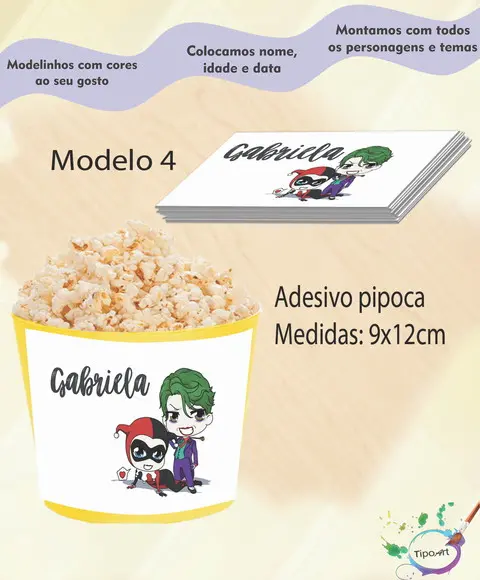 Rótulo para Balde de Pipoca-arlequina