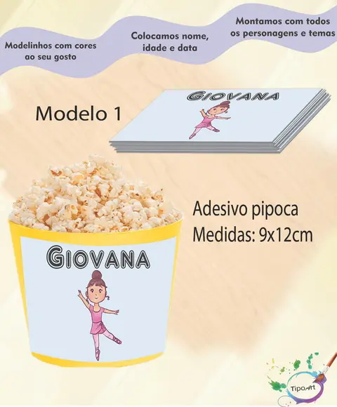 Rótulo para Balde de Pipoca-bailarina