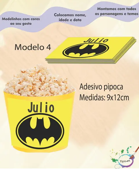 Rótulo para Balde de Pipoca-batman
