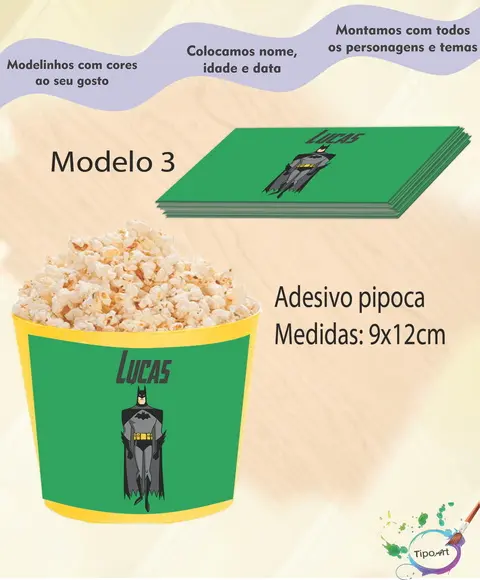 Rótulo para Balde de Pipoca-batman