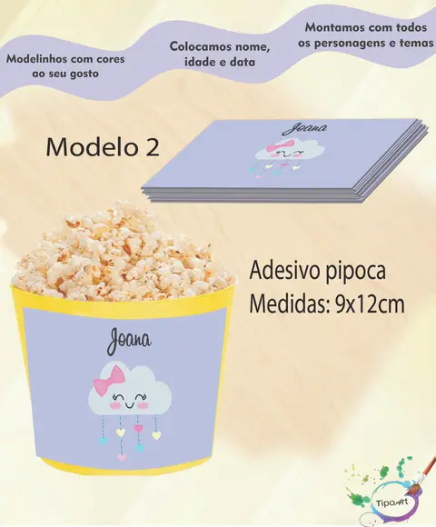 Rótulo para Balde de Pipoca-chuva de Amor