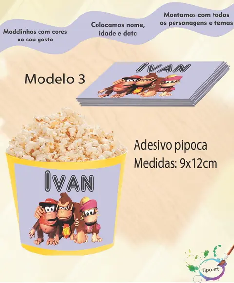Rótulo para Balde de Pipoca-donkey Kong