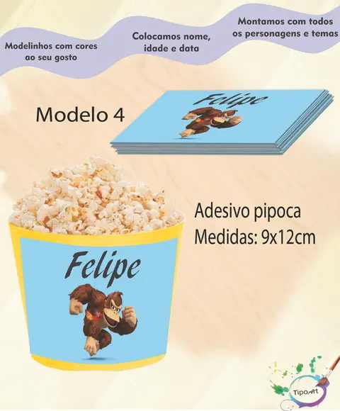 Rótulo para Balde de Pipoca-donkey Kong