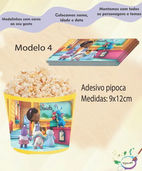 Rótulo para Balde de Pipoca-doutora Brinquedos