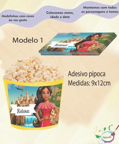 Rótulo para Balde de Pipoca-elena de Avalor