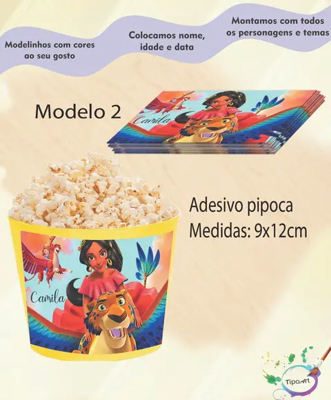 Rótulo para Balde de Pipoca-elena de Avalor