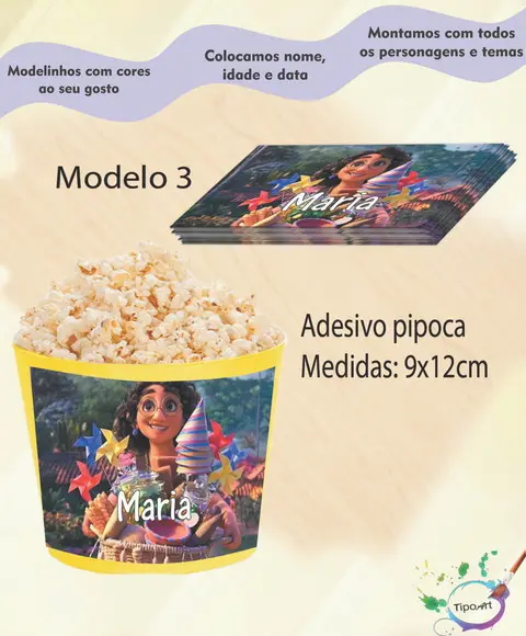 Rótulo para Balde de Pipoca-encanto
