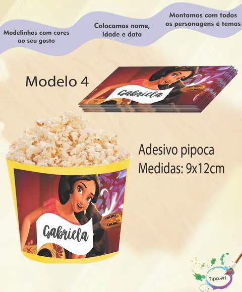 Rótulo para Balde de Pipoca-elena de Avalor