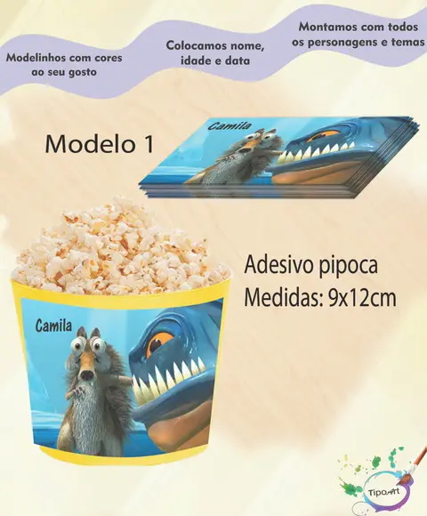 Rótulo para Balde de Pipoca-era do Gelo
