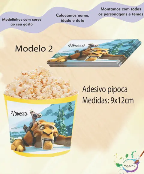Rótulo para Balde de Pipoca-era do Gelo