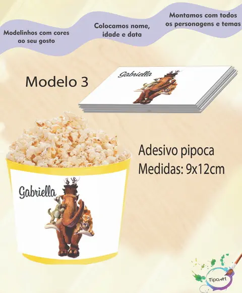 Rótulo para Balde de Pipoca-era do Gelo