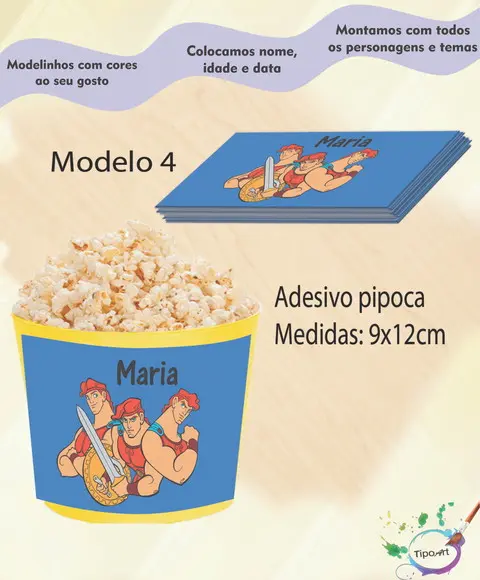 Rótulo para Balde de Pipoca-hercules