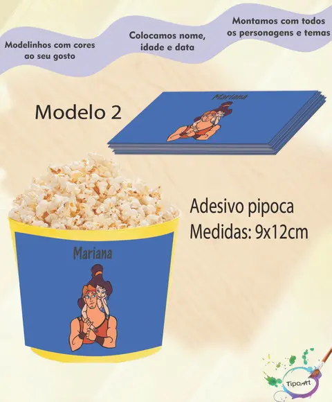 Rótulo para Balde de Pipoca-hercules