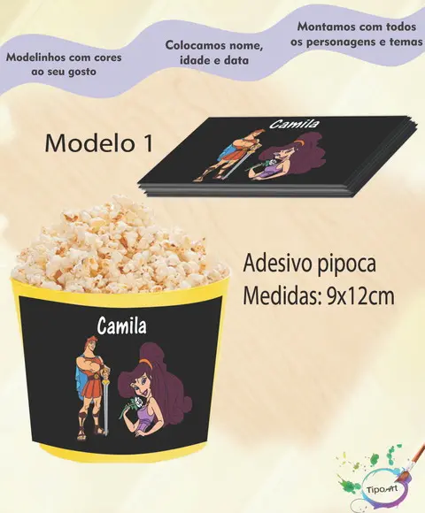 Rótulo para Balde de Pipoca-hercules