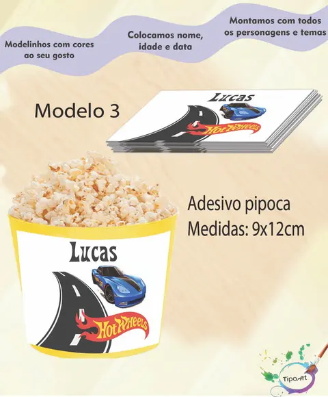 Rótulo para Balde de Pipoca-hot Whells
