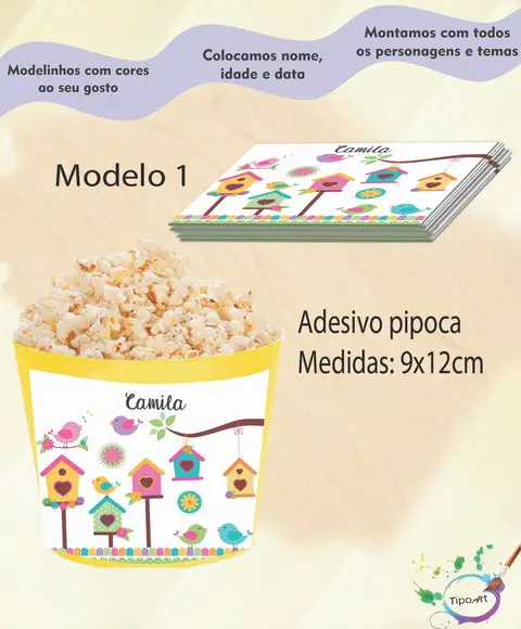Rótulo para Balde de Pipoca-jardim Encantado